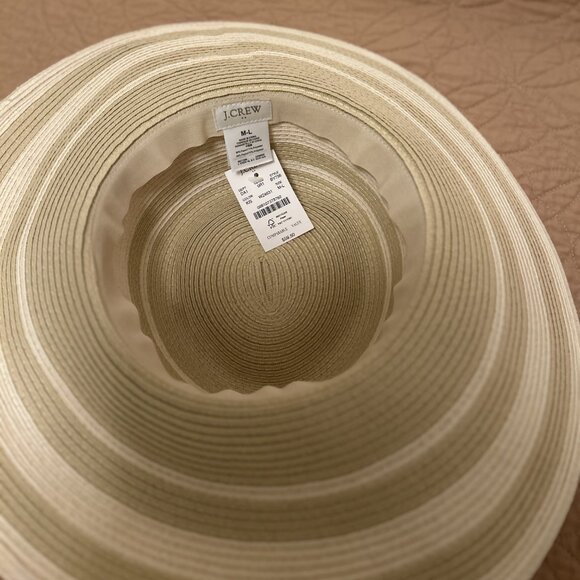New ! J Crew straw striped wide-brim hat - Picture 3 of 3